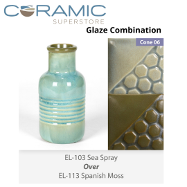 Sea Spray - EL103 over Spanish Moss EL113 Glaze Combination Sea Spray - EL103 over Spanish Moss EL113 Glaze Combination